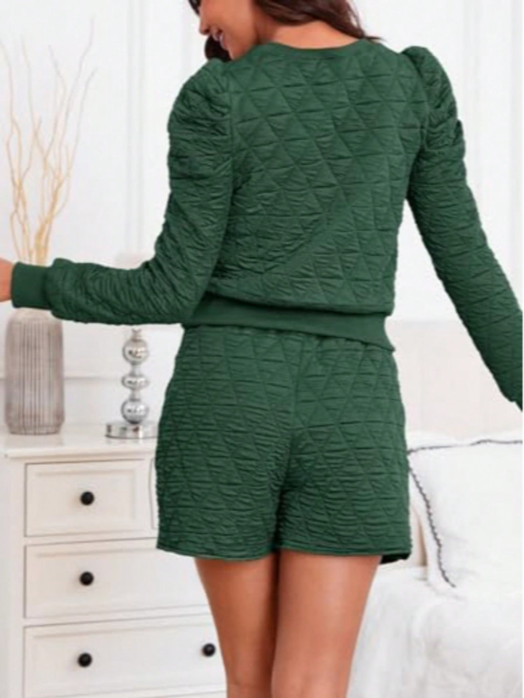 Fisoew Women's 2 Piece Lounge Wear Set Long Sleeve Argyle Sweatshirts And Wrap Skorts Casual Sets